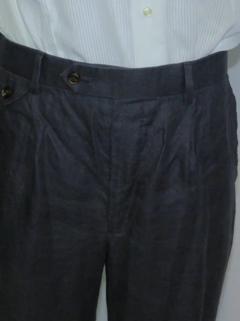 J. Mueser Silk Linen Blend Dark Graphite Dress Pants 30.5